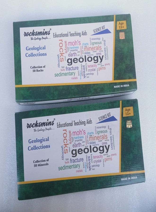 Rocksmins Collection of 100 Rocks & Minerals for Education RM100PT (50 Rocks + 50 Minerals) 2 Boxes 100 Handpicked Natural Specimens in Storage Tray for Education in Beautiful Colour Box for Geology - Image 5
